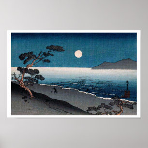 Moonlight en Lonely Shore, Hiroshige, Ukiyo-e Poster
