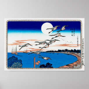 Moonlight en Wild Goose, Hiroshige, Ukiyo-e Poster