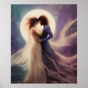 Moonlight Enchantment AI Fantasy Digitale Kunst Pr Poster