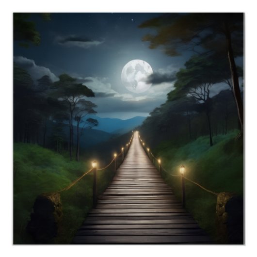 Moonlight Forest Path  Perfect Poster (Voorkant)