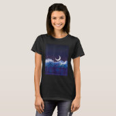 Moonlight Forest Trees Crescent Moon Mountains Nat T-shirt (Voorkant volledig)