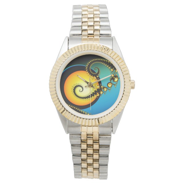 "Moonlight Fractal Art-ontwerp Horloge (Voorkant)