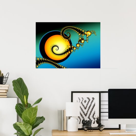 Moonlight Fractal Art Poster (Thuiskantoor)