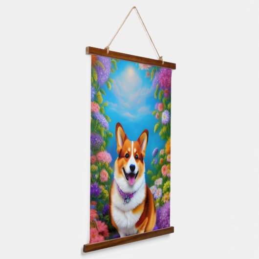 Moonlight Garden Corgi Dog Hangend Wandkleed (Gebogen)