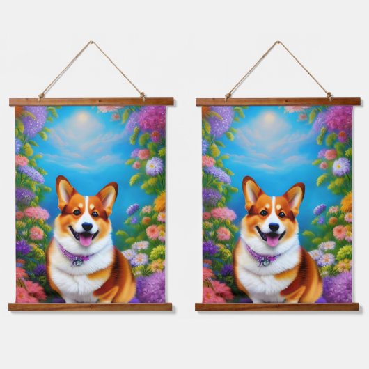 Moonlight Garden Corgi Dog Hangend Wandkleed (Dubbel)