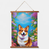 Moonlight Garden Corgi Dog Hangend Wandkleed (Voorkant 2)