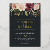 Moonlight Garden Dark Waterverf Floral Folie Uitnodiging (Voorkant)