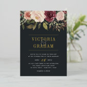 Moonlight Garden Dark Waterverf Floral Folie Uitnodiging (Staand Voorkant)