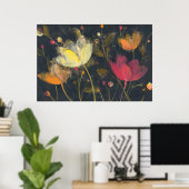 Moonlight Garden on Black Poster (Thuiskantoor)