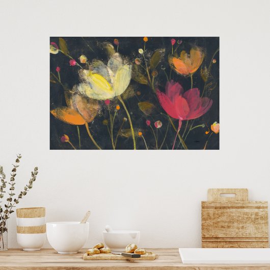 Moonlight Garden on Black Poster (Keuken)