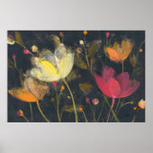 Moonlight Garden on Black Poster (Voorkant)