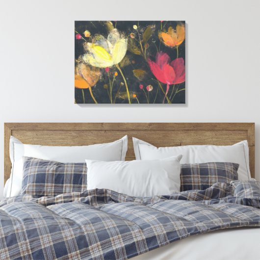 Moonlight Garden op Black Canvas Afdruk (Insitu (Slaapkamer))