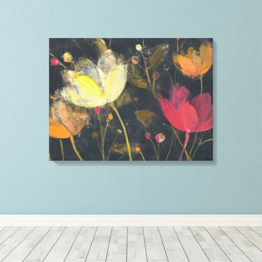 Moonlight Garden op Black Canvas Afdruk (Insitu (Houten vloer))