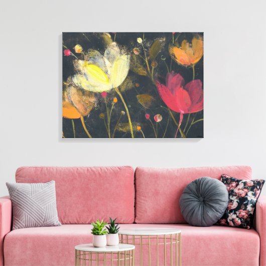 Moonlight Garden op Black Canvas Afdruk (Insitu (Woonkamer))