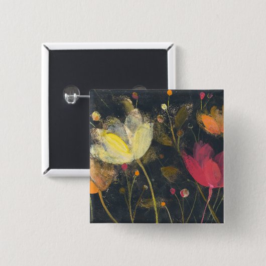 Moonlight Garden op Black Vierkante Button 5,1 Cm (Voorkant /achterkant)