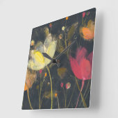 Moonlight Garden op Black Vierkante Klok (Hoek)