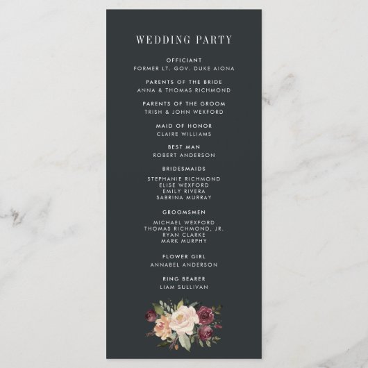 Moonlight Garden Wedding Ceremony Program Programmakaart (Achterkant)