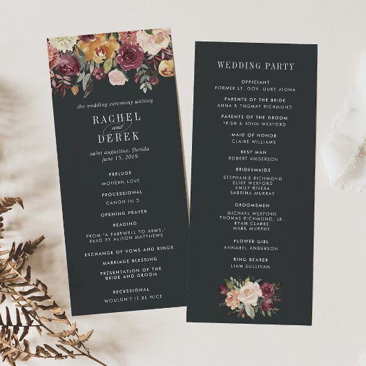 Moonlight Garden Wedding Ceremony Program Programmakaart