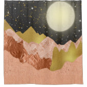 Moonlight Gloed Abstract Roze Gouden Bergen Douchegordijn (Voorkant)