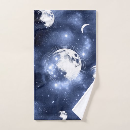 Moonlight Glow | Moon Phases in Sky Clouds Bad Handdoek (Handdoek)
