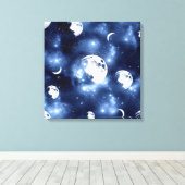 Moonlight Glow | Moon Phases in Sky Clouds Canvas Afdruk (Insitu (Houten vloer))
