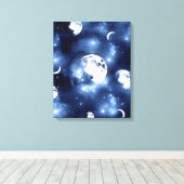 Moonlight Glow | Moon Phases in Sky Clouds Canvas Afdruk (Insitu (Houten vloer))