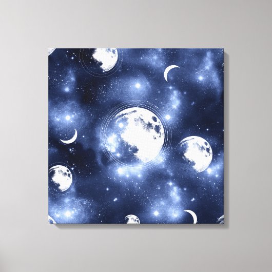 Moonlight Glow | Moon Phases in Sky Clouds Canvas Afdruk (Voorkant)