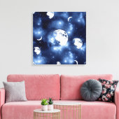 Moonlight Glow | Moon Phases in Sky Clouds Canvas Afdruk (Insitu (Woonkamer))