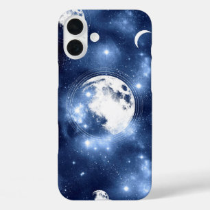 Moonlight Glow Moon Phases in Sky Clouds iPhone 16 Plus Hoesje