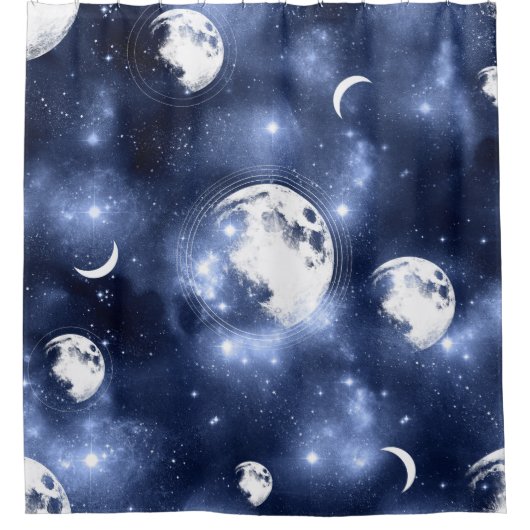 Moonlight Glow | Moon Phases in Sky Clouds Douchegordijn (Voorkant)