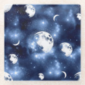 Moonlight Glow | Moon Phases in Sky Clouds Glazen Onderzetter (Voorkant)