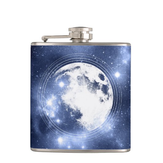 Moonlight Glow | Moon Phases in Sky Clouds Heupfles (Voorkant)