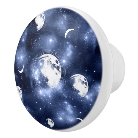 Moonlight Glow | Moon Phases in Sky Clouds Keramische Knop (Rechts)
