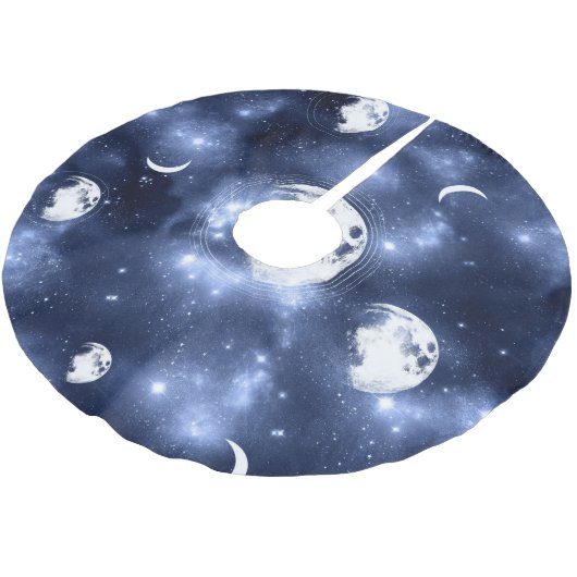 Moonlight Glow | Moon Phases in Sky Clouds Kerstboom Rok (Gekanteld)