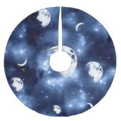 Moonlight Glow | Moon Phases in Sky Clouds Kerstboom Rok (Voorkant)