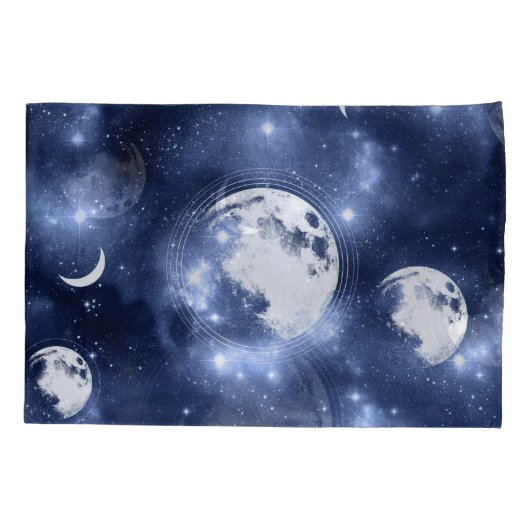 Moonlight Glow | Moon Phases in Sky Clouds Kussensloop (Achterkant)