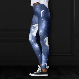 Moonlight Glow | Moon Phases in Sky Clouds Leggings