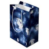 Moonlight Glow | Moon Phases in Sky Clouds Medium Cadeauzakje (Achterkant Gekanteld)