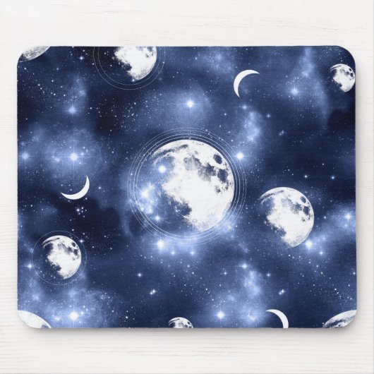 Moonlight Glow | Moon Phases in Sky Clouds Muismat (Voorkant)