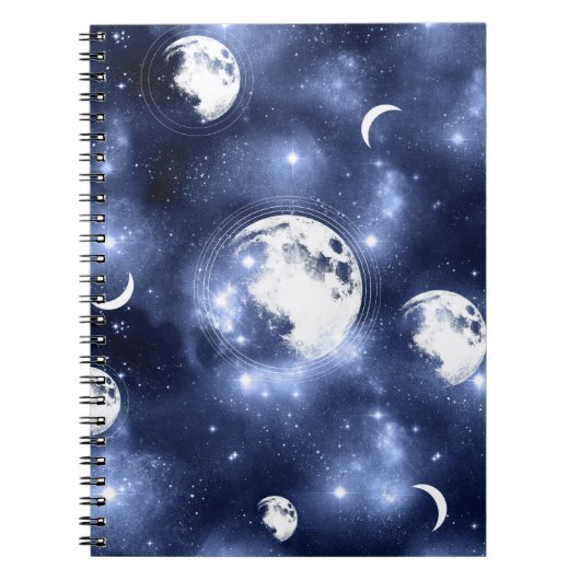 Moonlight Glow | Moon Phases in Sky Clouds Notitieboek (Voorkant)