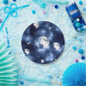 Moonlight Glow | Moon Phases in Sky Clouds Papieren Bordje (Feest)