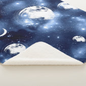 Moonlight Glow | Moon Phases in Sky Clouds Sherpa Deken (3/4)