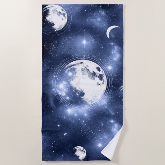 Moonlight Glow | Moon Phases in Sky Clouds Strandlaken (Voorkant)