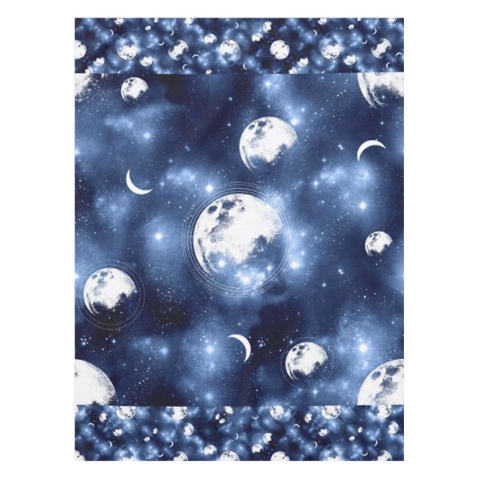 Moonlight Glow | Moon Phases in Sky Clouds Tafelkleed (Voorkant)