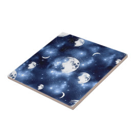 Moonlight Glow | Moon Phases in Sky Clouds Tegeltje