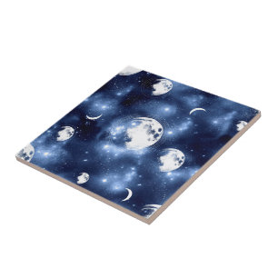 Moonlight Glow   Moon Phases in Sky Clouds Tegeltje