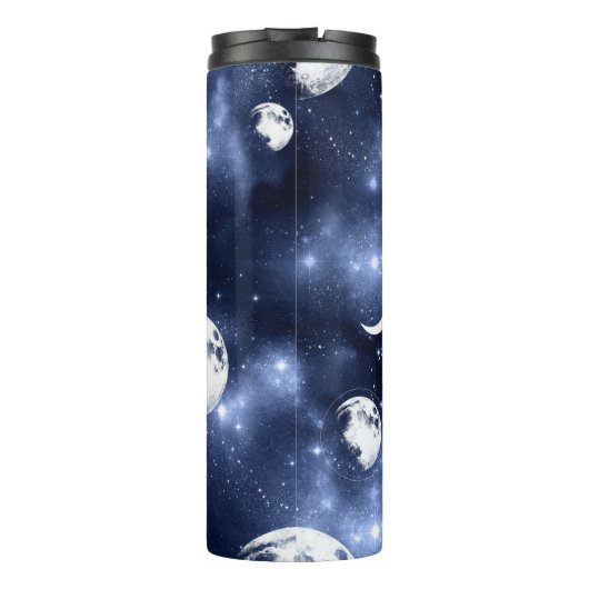 Moonlight Glow | Moon Phases in Sky Clouds Thermosbeker (Achterkant)