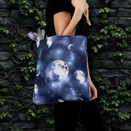 Moonlight Glow | Moon Phases in Sky Clouds Tote Bag