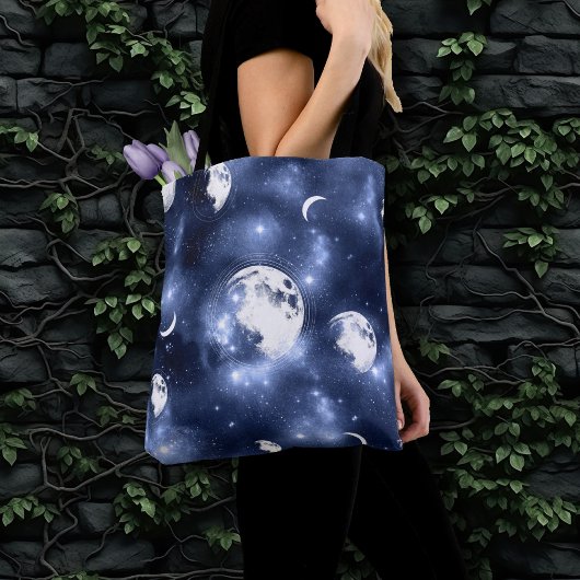 Moonlight Glow | Moon Phases in Sky Clouds Tote Bag