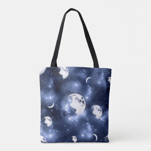 Moonlight Glow | Moon Phases in Sky Clouds Tote Bag (Achterkant)